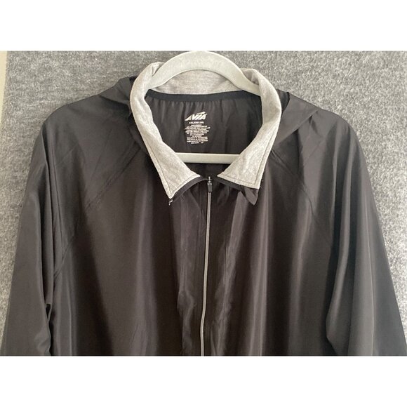 Avia Jacket Women XXL/20 Black Gray Mock Neck Full Zip Lightweight Hooded - Picture 3 of 11